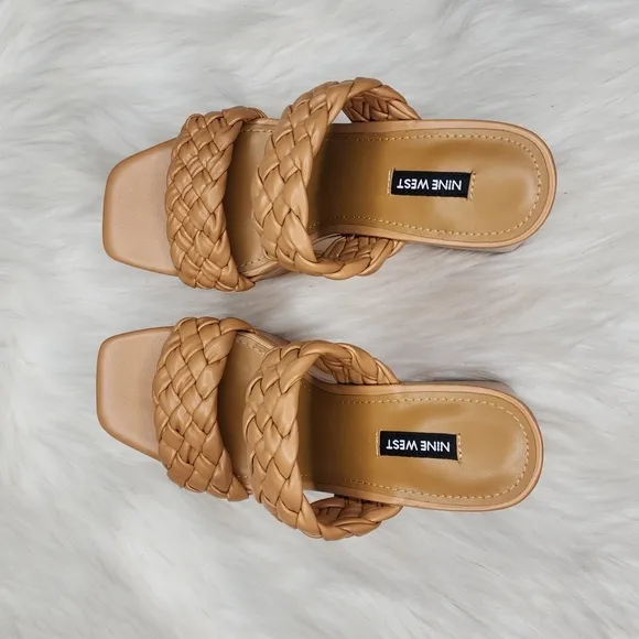 Nine West Nessie 3 Platform Wedge Heel Light Cognac