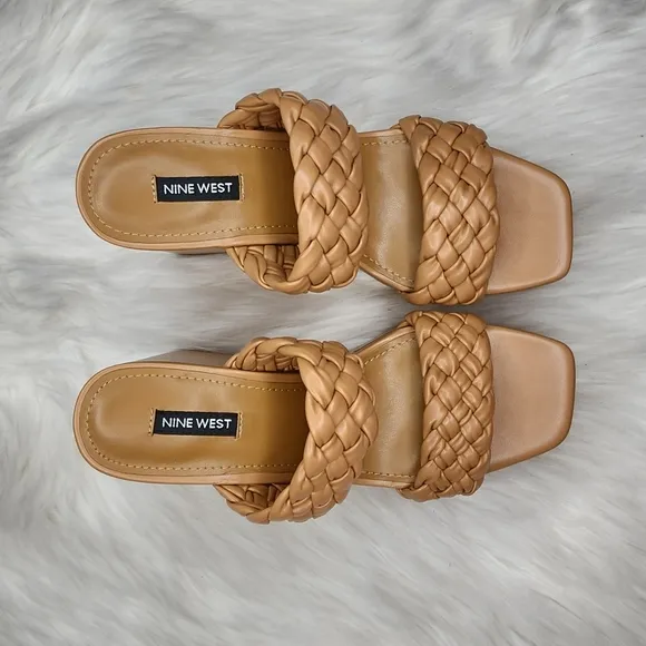 Nine West Nessie 3 Platform Wedge Heel Light Cognac