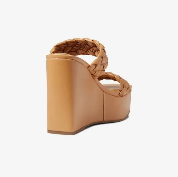 Nine West Nessie 3 Platform Wedge Heel Light Cognac