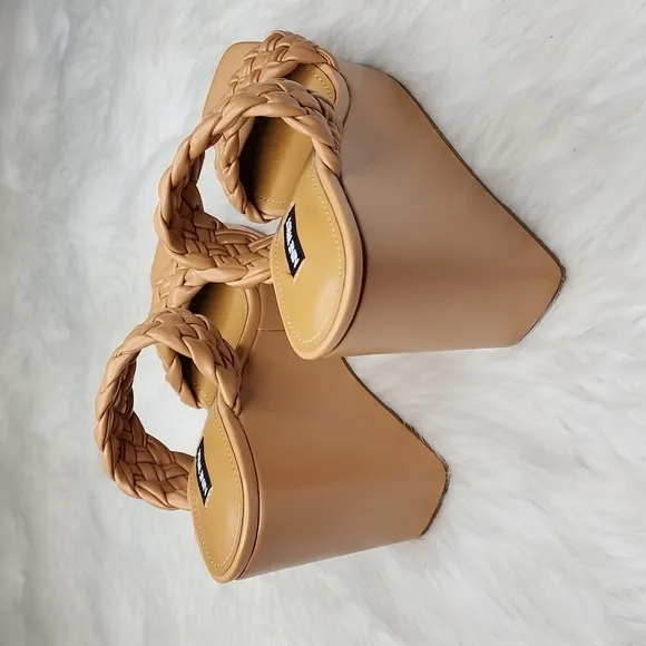 Nine West Nessie 3 Platform Wedge Heel Light Cognac
