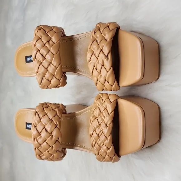 Nine West Nessie 3 Platform Wedge Heel Light Cognac
