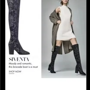 Nine West Womens Siventa Brocade Heels Over-The-Knee Boots Shoes