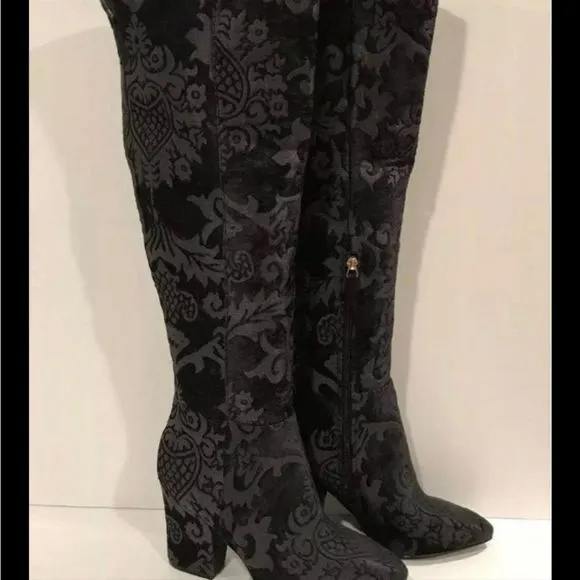 Nine West Womens Siventa Brocade Heels Over-The-Knee Boots Shoes