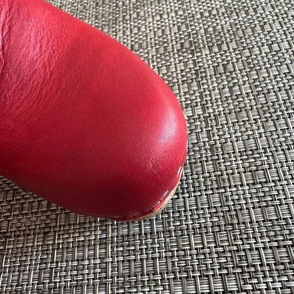 No.6 Clogs Red Leather Ankle Boots Wedge Size 37 EUC