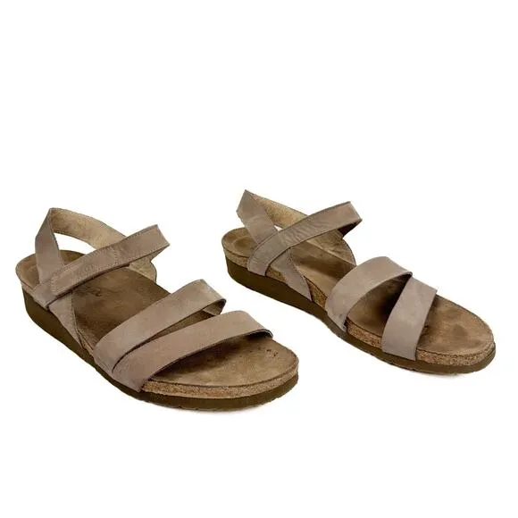 Noat Kayla Gray Suede Nubuck Leather Strappy Wedge Sandal 13 Comfort Lightweight