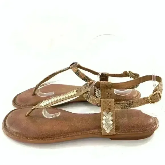 Nurture sandals size 10 Sphinx brown gold leather braided t-straps festival