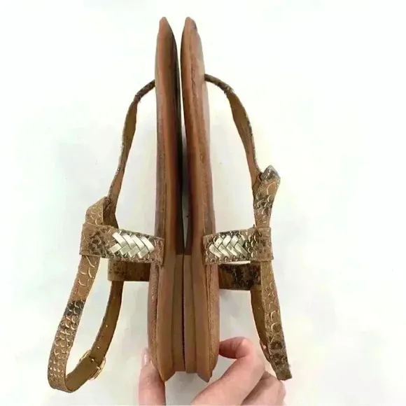 Nurture sandals size 10 Sphinx brown gold leather braided t-straps festival