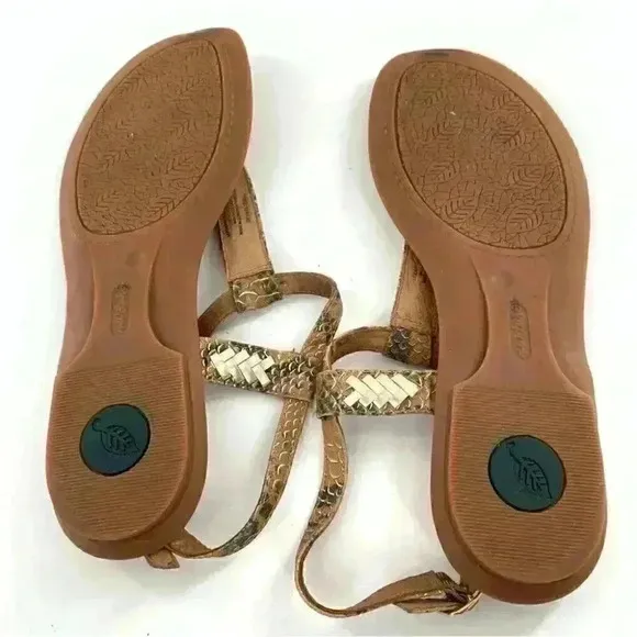 Nurture sandals size 10 Sphinx brown gold leather braided t-straps festival