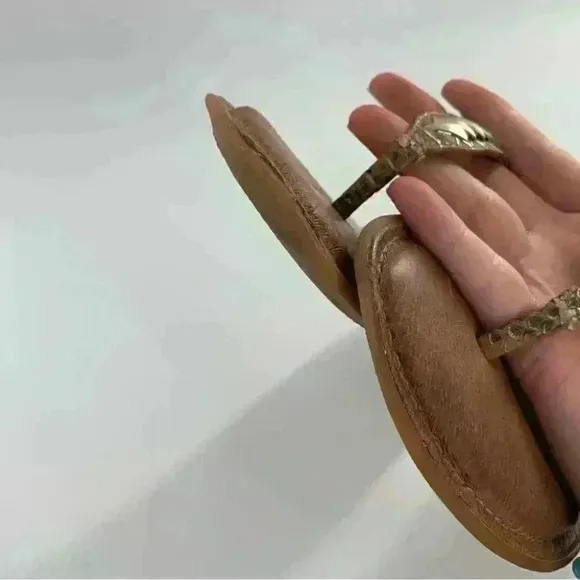 Nurture sandals size 10 Sphinx brown gold leather braided t-straps festival