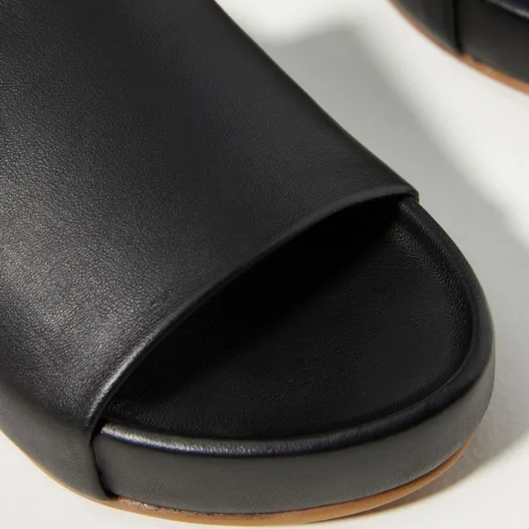 NWB Beek Anthropologie Black Leather Pelican Platform Flatform Slides Sandals 10
