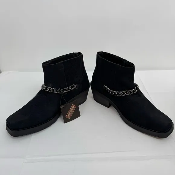 NWB Harley-Davidson® Women's 9.5 Korsen Chain Black Leather Ankle Boots D87241