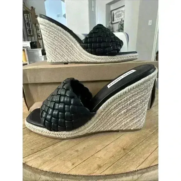 NWB Steve Madden Udele Wedge Mule Women Sandals Woven Sz 9 Platform