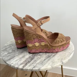 NWOB Joie Tan and Pink Wedge Sandals