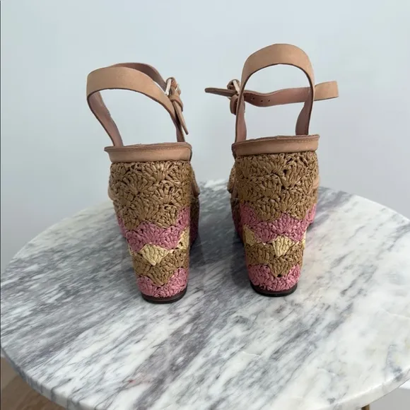NWOB Joie Tan and Pink Wedge Sandals