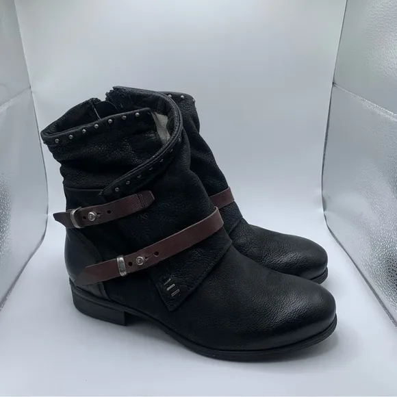 NWOB Miz Mooz Womens Sambuca Leather Laceless Ankle Boots 39 US 8-8.5 black 2706