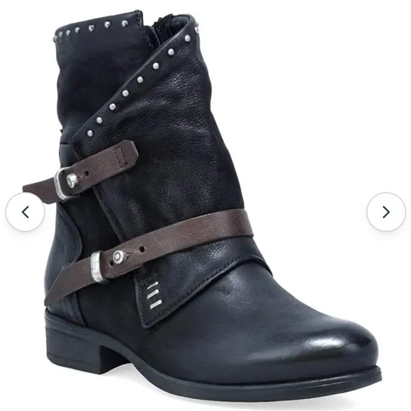 NWOB Miz Mooz Womens Sambuca Leather Laceless Ankle Boots 39 US 8-8.5 black 2706