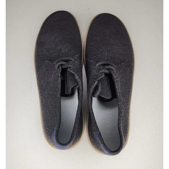 NWOB New Rothys Men 11 Sneakers The Monty Shoes Lace Up Low Top Charcoal Fabric