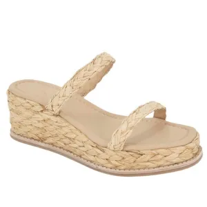 NWOB Splendid Diya 2 Strap Braided Raffia Platform Wedge Sandals Size 7M