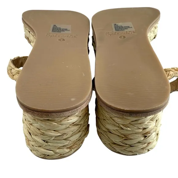 NWOB Splendid Diya 2 Strap Braided Raffia Platform Wedge Sandals Size 7M