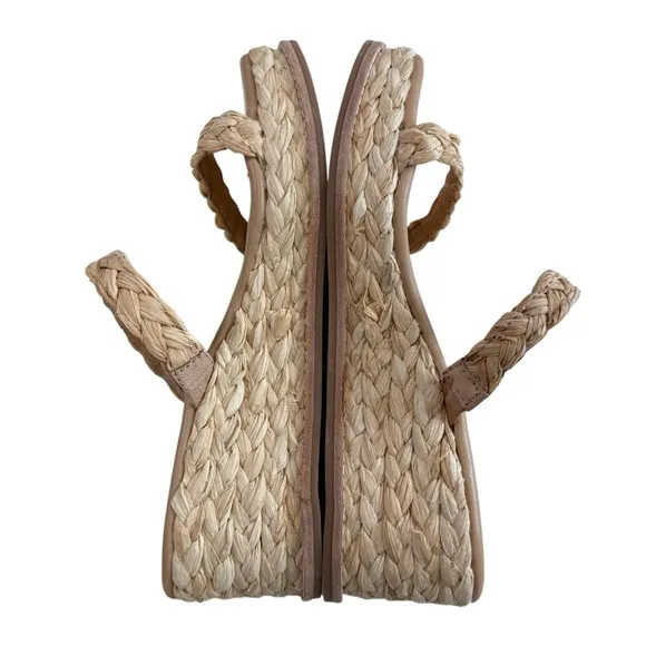 NWOB Splendid Diya 2 Strap Braided Raffia Platform Wedge Sandals Size 7M