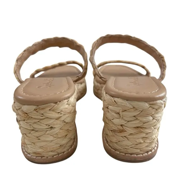 NWOB Splendid Diya 2 Strap Braided Raffia Platform Wedge Sandals Size 7M