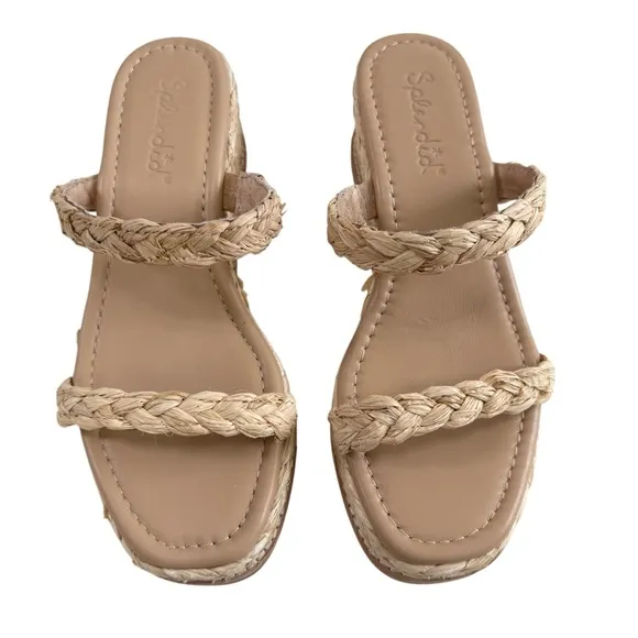 NWOB Splendid Diya 2 Strap Braided Raffia Platform Wedge Sandals Size 7M