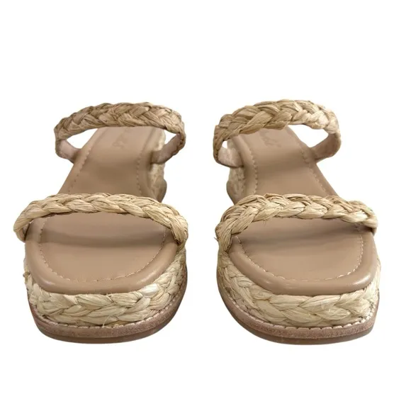 NWOB Splendid Diya 2 Strap Braided Raffia Platform Wedge Sandals Size 7M