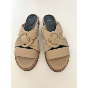 NWOT Aquatalia Harley Leather Slip on Knotted Circle Detail Flat Slide Sandals