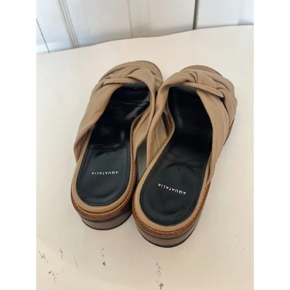 NWOT Aquatalia Harley Leather Slip on Knotted Circle Detail Flat Slide Sandals