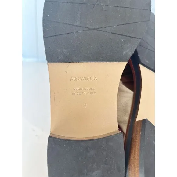NWOT Aquatalia Harley Leather Slip on Knotted Circle Detail Flat Slide Sandals
