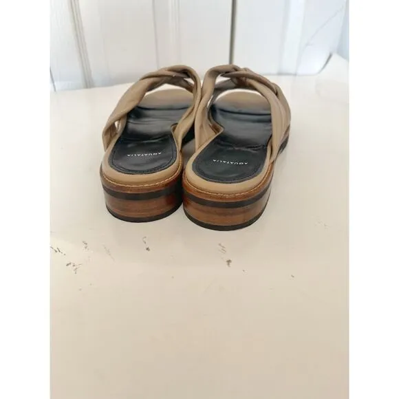 NWOT Aquatalia Harley Leather Slip on Knotted Circle Detail Flat Slide Sandals