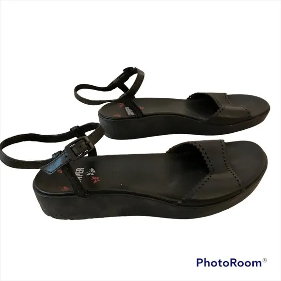 NWOT CAMPER Black Leather Sandals 7 US / 37 EU