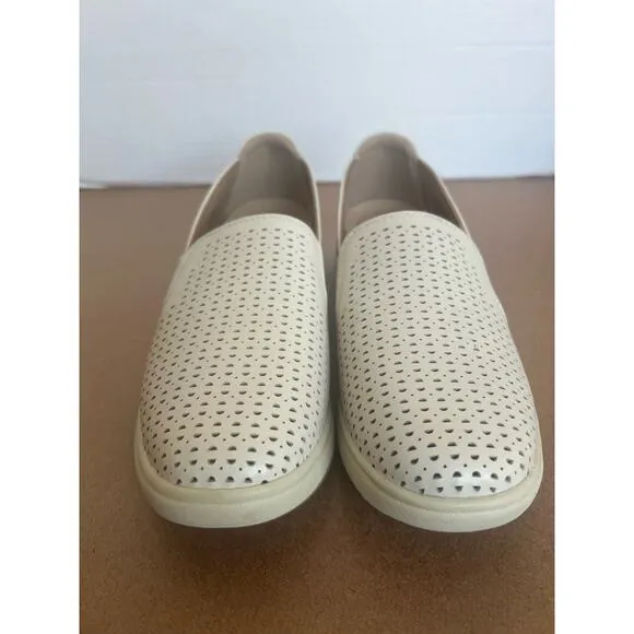 NWOT Earth Origins Elin Cream Leather Laser Cut Slip-On Casual Sneaker Shoe 8.5W