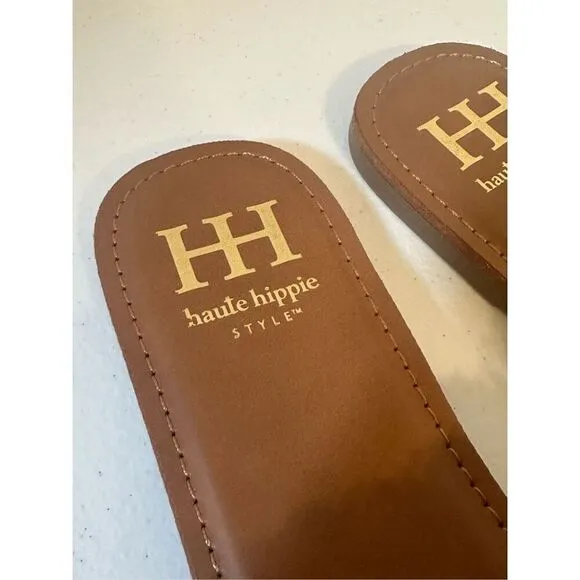 NWOT Haute Hippie Women's Brown Rhianne Floral Crochet Slides Sandals Size 9M