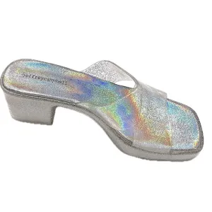 NWOT Jeffrey Campbell silver IridescentGlitter Bubblegum Platform Sandals