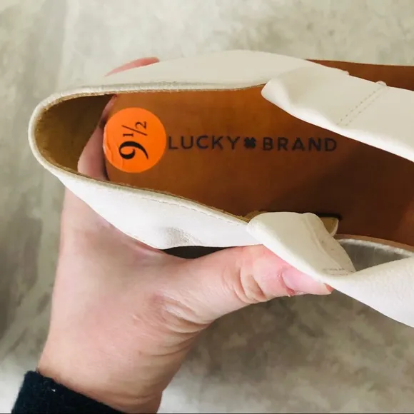 NWOT LUCKY BRAND leather platform espadrille cream sandals size 9.5