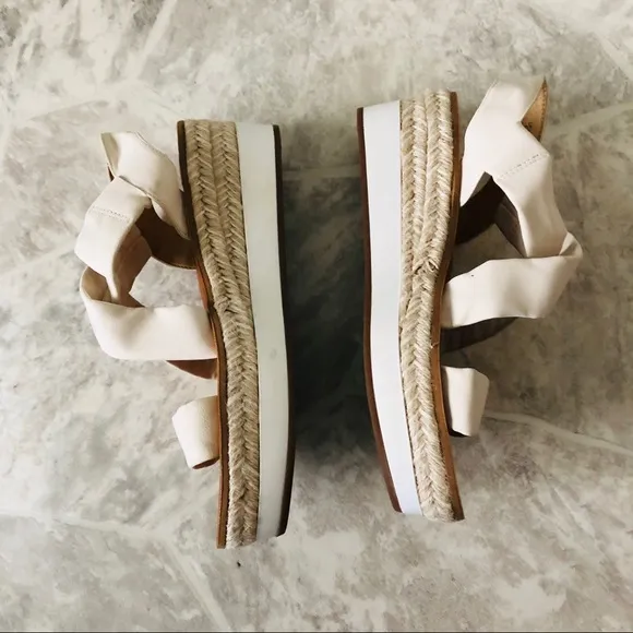 NWOT LUCKY BRAND leather platform espadrille cream sandals size 9.5