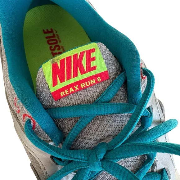 NWOT Nike Reax Run 8 Sneakers 599562-002 Shoes Gray Teal Pink 11 US 8.5 UK 43