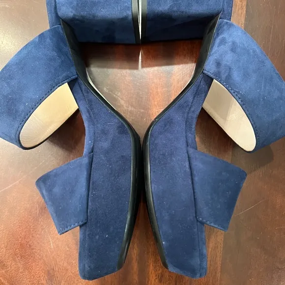 NWOT Prada Blue Suede Platform Sandals, Sz 38