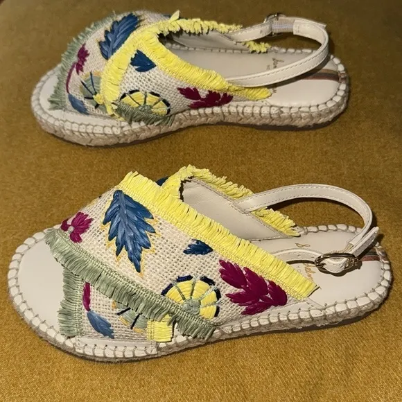 NWOT Sam Edelman Kayden Boho Espadrille Woven Slingback Peep Toe Kids Sandals