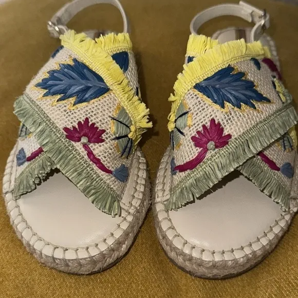 NWOT Sam Edelman Kayden Boho Espadrille Woven Slingback Peep Toe Kids Sandals