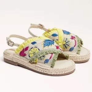 NWOT Sam Edelman Kayden Boho Espadrille Woven Slingback Peep Toe Kids Sandals