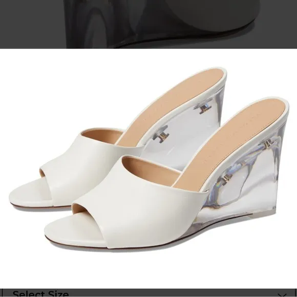 NWOT SIZE 10 Veronica Beard White Dali Lucite Wedge Shoes