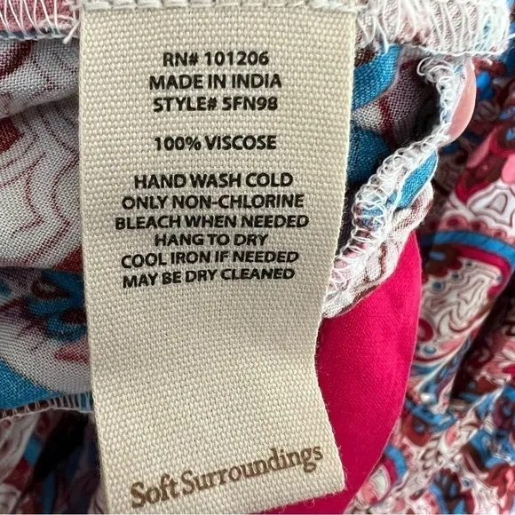 NWOT Soft Surroundings Boho Artsy Kara Tiered Midi Dress Pink Red Paisley 2X 22W