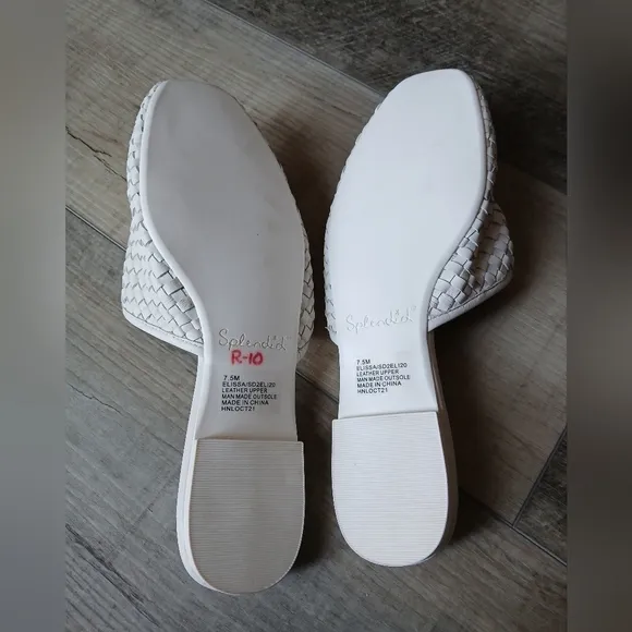 NWOT Splendid Elissa leather mules, Size 7.5 in ivory