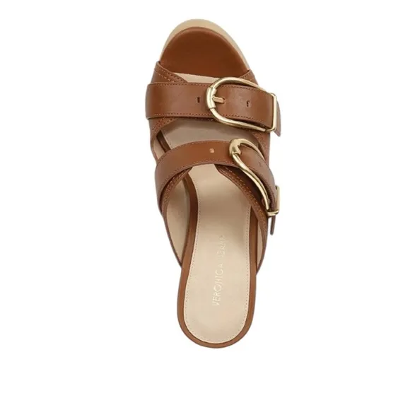 NWOT Veronica Beard Garrick Dual Buckle Platform Hazelwood Brown Sandals – Sz 10