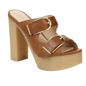 NWOT Veronica Beard Garrick Dual Buckle Platform Hazelwood Brown Sandals – Sz 10