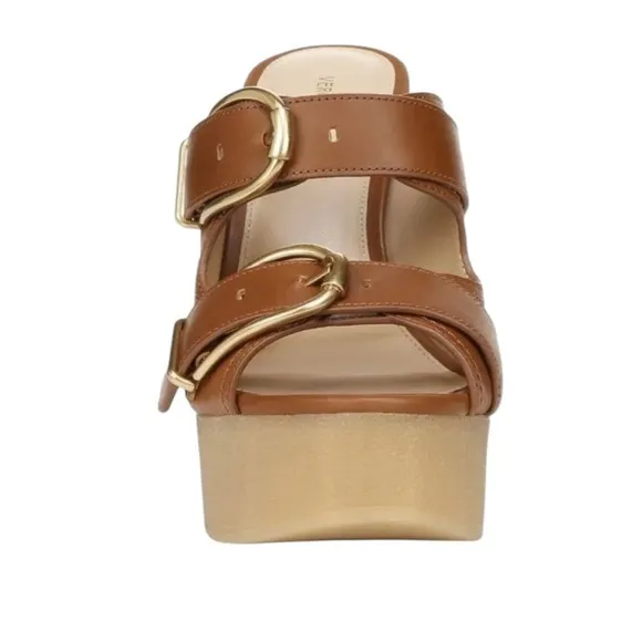 NWOT Veronica Beard Garrick Dual Buckle Platform Hazelwood Brown Sandals – Sz 10