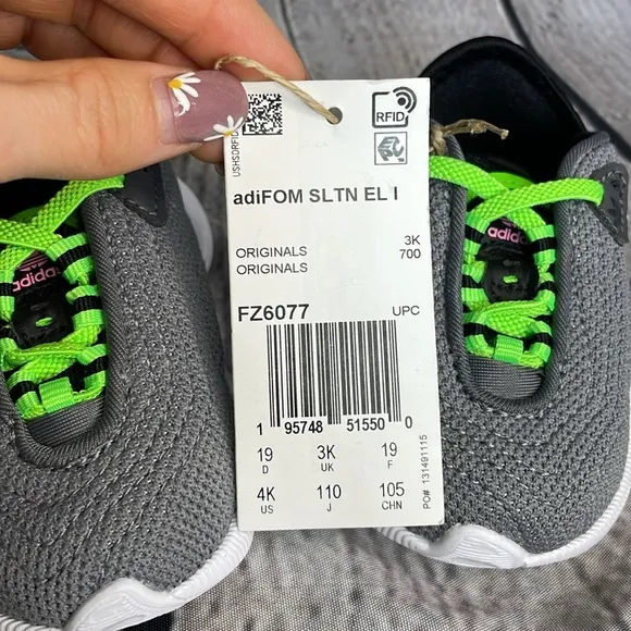 NWT Adidas Adifom SLTN EL I Grey Three Toddler Boy Shoes - Size 4K