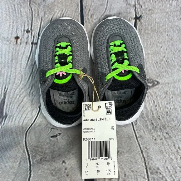 NWT Adidas Adifom SLTN EL I Grey Three Toddler Boy Shoes - Size 4K